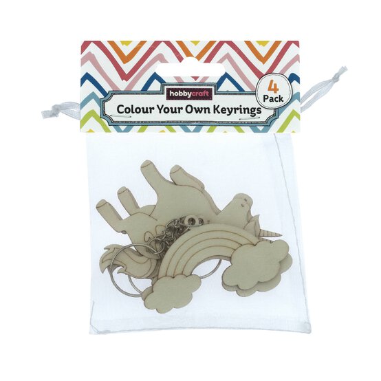 Unicorn and Rainbow Wooden Keyrings 4 Pack image number 4