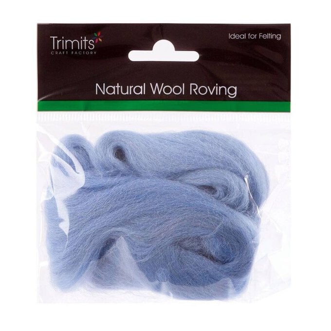 Trimits Light Blue Natural Wool Roving 10g image number 1