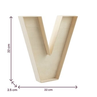 Wooden Fillable Letter V 22cm image number 4