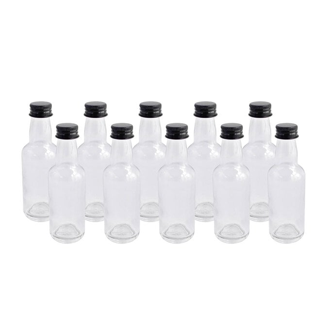Clear Mini Glass Bottles 50ml 10 Pack image number 1