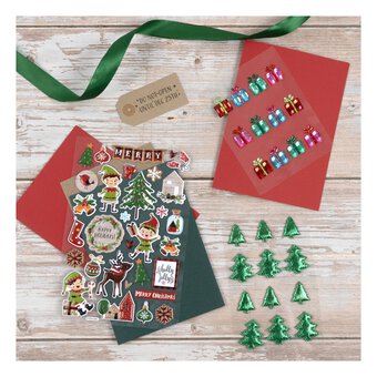 Green Foil Tree Puffy Stickers 12 Pack