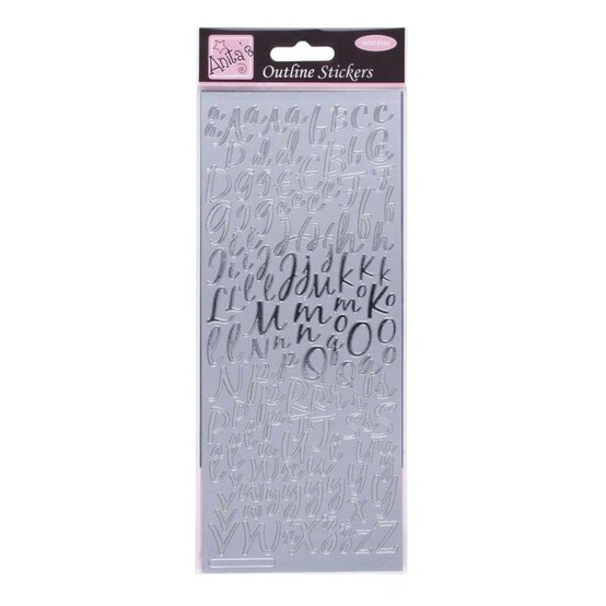 Anita's Silver Modern Alphabet Outline Stickers image number 1