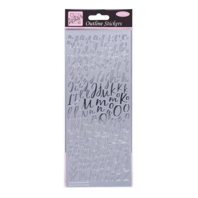 Anita's Silver Modern Alphabet Outline Stickers image number 1