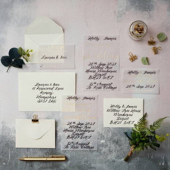 Gold Vellum Evening Invitations 20 Pack image number 2