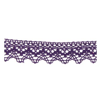 Purple 25mm Scallop Cotton Lace Trim by the Metre