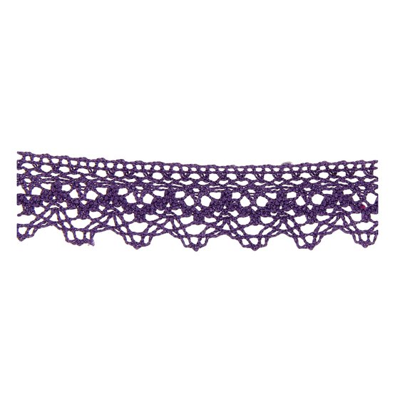 Purple 25mm Scallop Cotton Lace Trim by the Metre image number 1