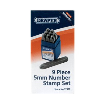 Draper 0 to 9 5mm Number Stamp Set 9 Pieces