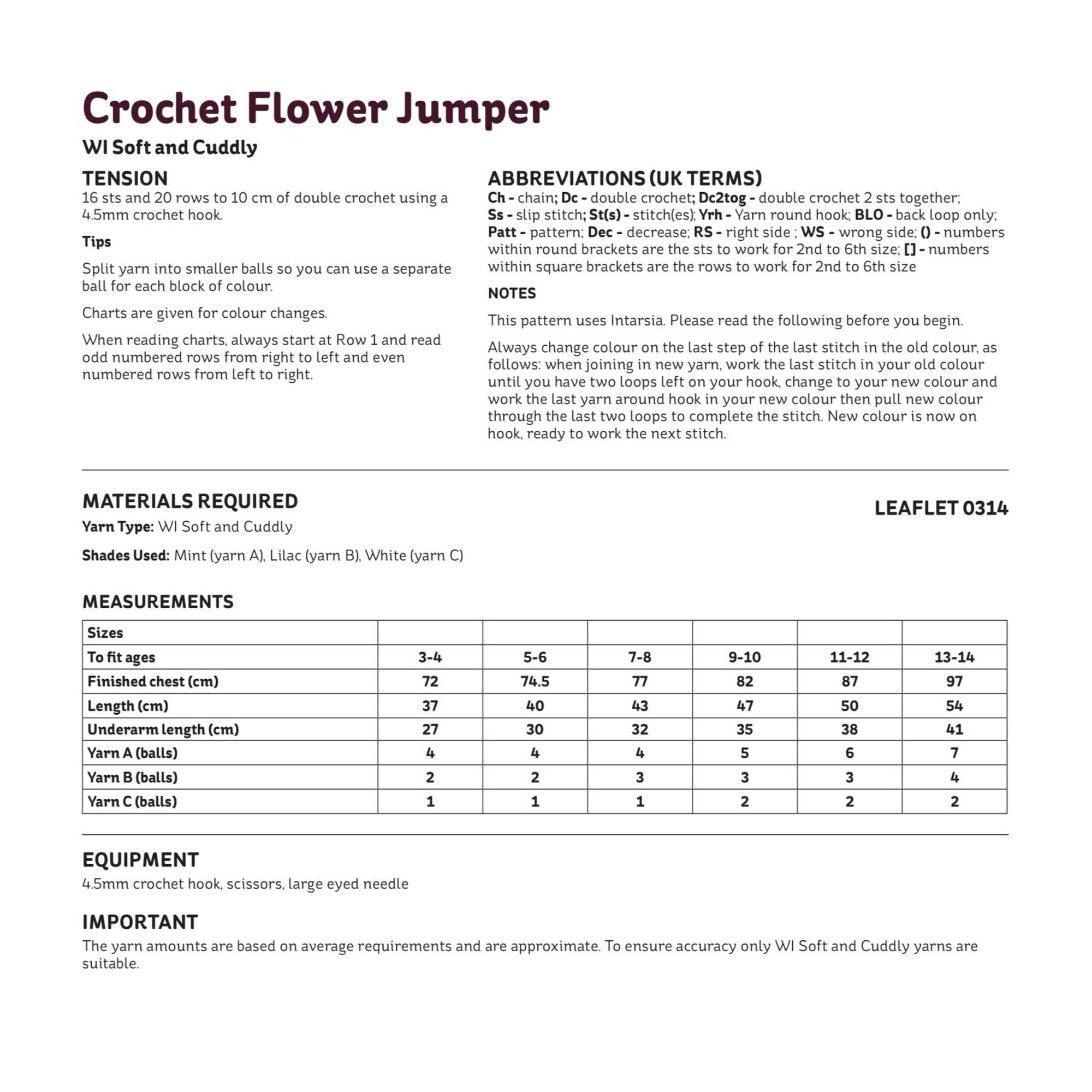 Knitcraft Crochet Flower Jumper Digital Pattern 0314 Hobbycraft