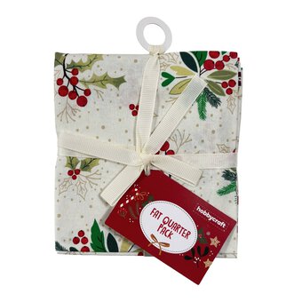Traditional Holly Fat Quarters 4 Pack