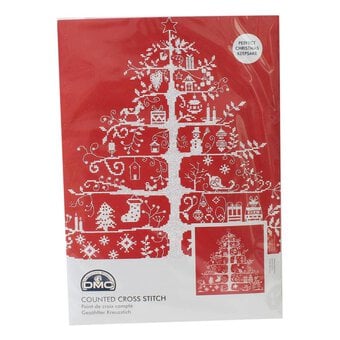 Red Christmas Tree Cross Stitch Kit 30cm x 30cm