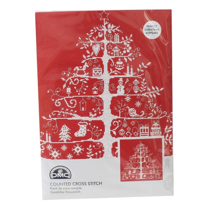 Red Christmas Tree Cross Stitch Kit 30cm x 30cm image number 1