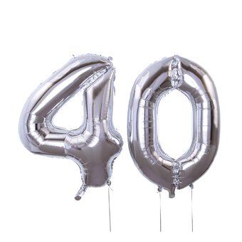 Extra Large Silver Foil 40 Balloon Bundle