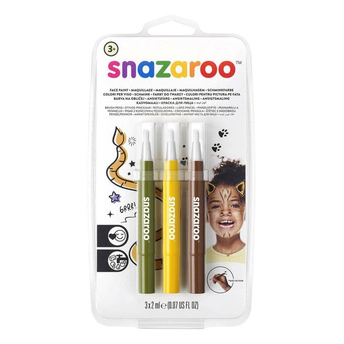 Snazaroo Jungle Brush Pen Face Paint 3 Pack image number 1