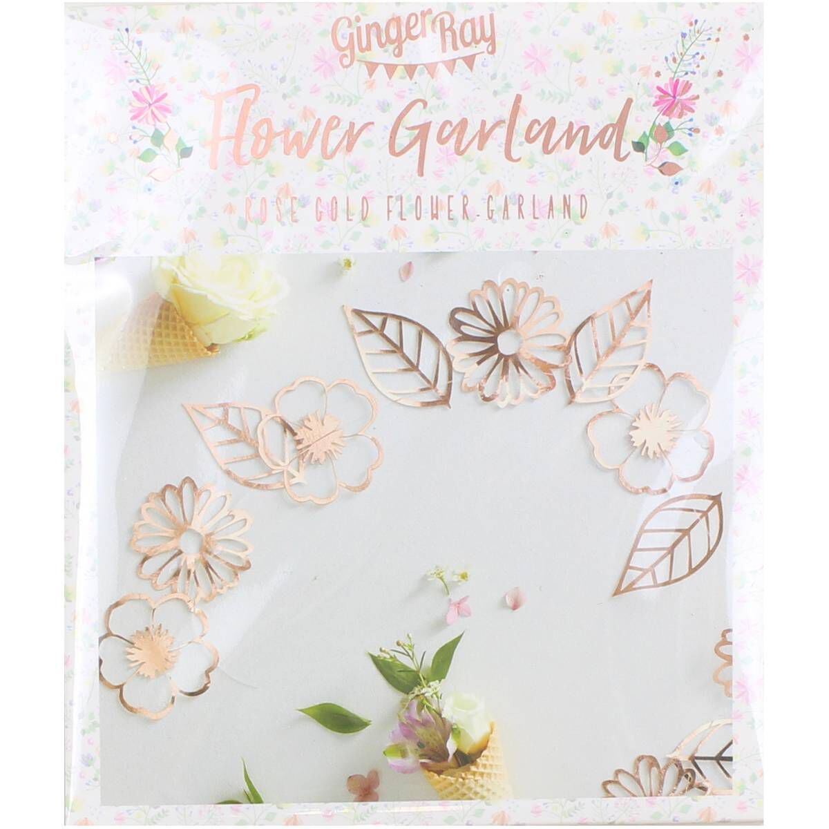 Ginger Ray Ditsy Floral Rose Gold Flower Garland 3m Hobbycraft
