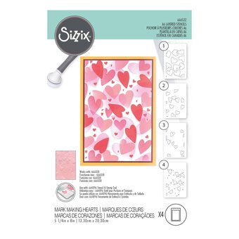 Sizzix Mark Making Hearts Layered Stencils A6 4 Pack