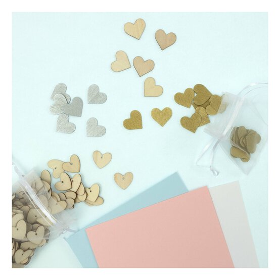 Silver Wooden Hearts 18 Pack image number 5