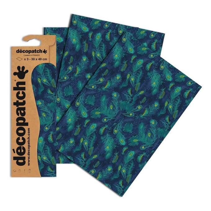 Decopatch Peacock Paper 3 Sheets image number 1