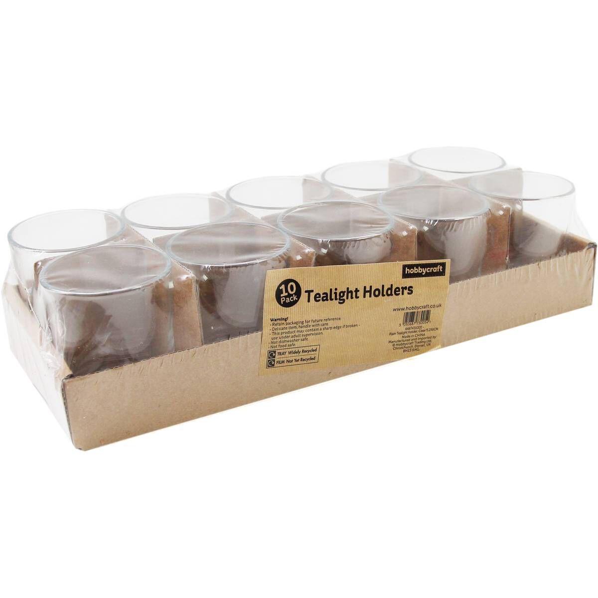 Plain Clear Tea Light Holders 10 Pack Hobbycraft
