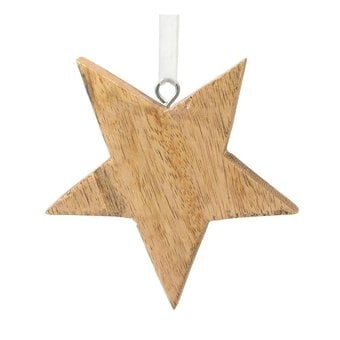Hanging Mango Wood Star Decoration 10cm image number 4
