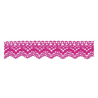Cerise 25mm Scallop Cotton Lace Trim by the Metre