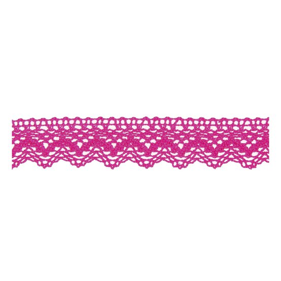 Cerise 25mm Scallop Cotton Lace Trim by the Metre image number 1