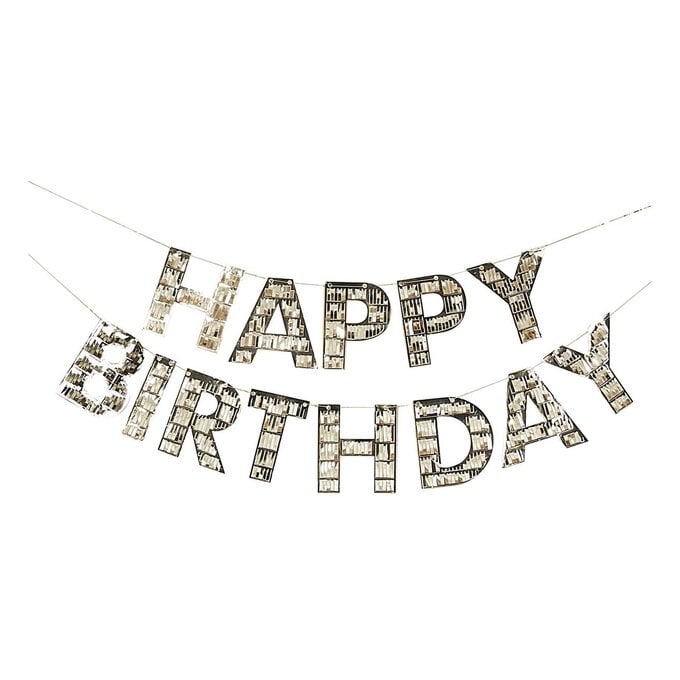 Ginger Ray Gold Fringed Happy Birthday Bunting 1.5m image number 1