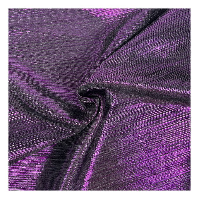 Purple Crinkle Foil Fabric by the Metre image number 1