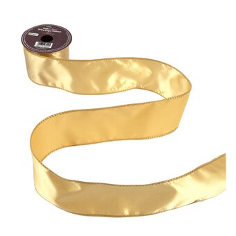 Bright Gold Wire Edge Satin Ribbon 63mm x 3m image number 2