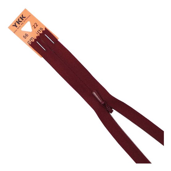 YKK Dark Wine Concealed Zip 56cm image number 1