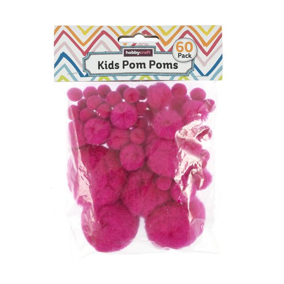Dark Pink Pom Poms 60 Pack image number 4