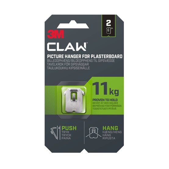 3M CLAW Picture Hanger for Plasterboard 11kg 2 Pack image number 1