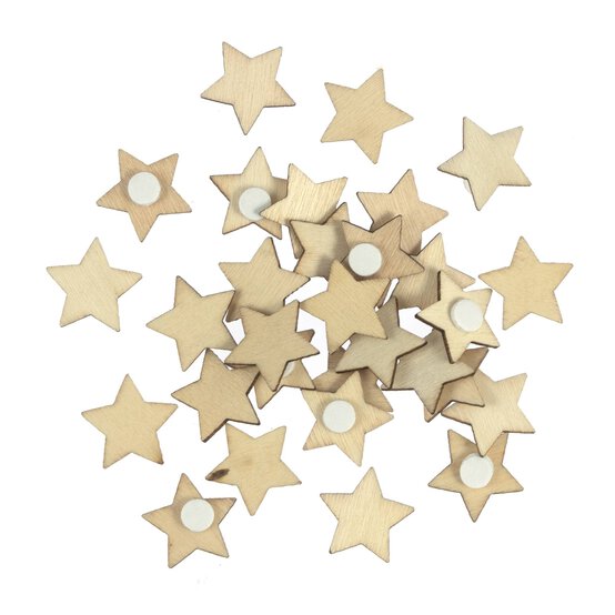 Natural Wooden Star Embellishments 30 Pack  image number 1