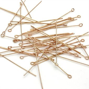 Beads Unlimited Rose Gold Plated Eyepins 50mm 45 Pack
