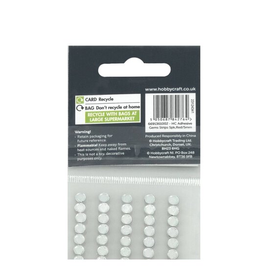 Red Adhesive Gem Strips 5mm 5 Pack image number 4