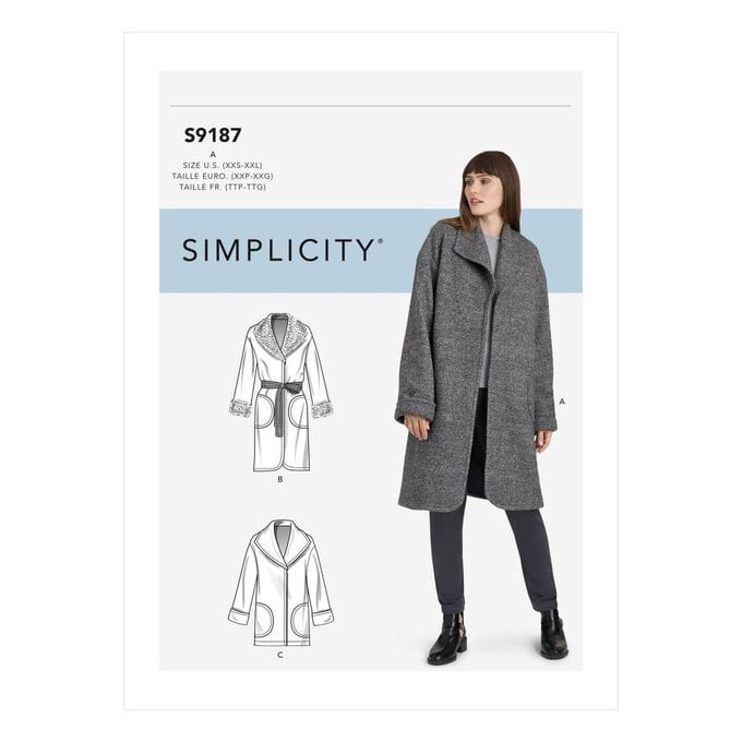 Simplicity Jacket and Coat Sewing Pattern S9187 (XXS-XXL) image number 1
