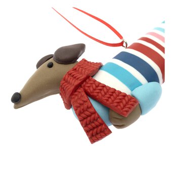 Clay Sausage Dog Decoration 10cm 
