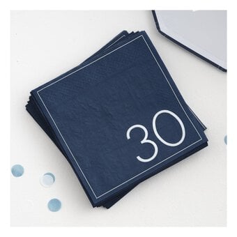 Ginger Ray Navy 30th Birthday Napkins 16 Pack image number 2