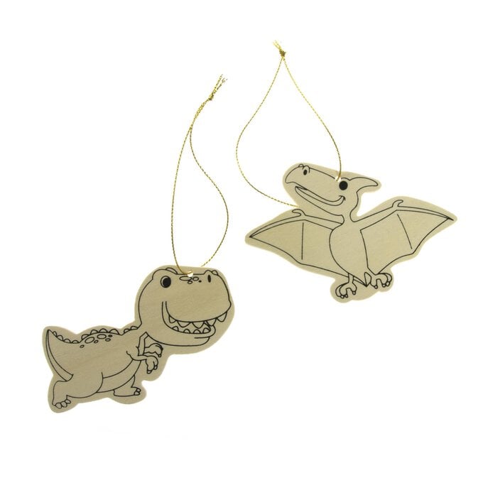 Decorate Your Own Hanging Wooden Dinosaurs 2 Pack image number 1
