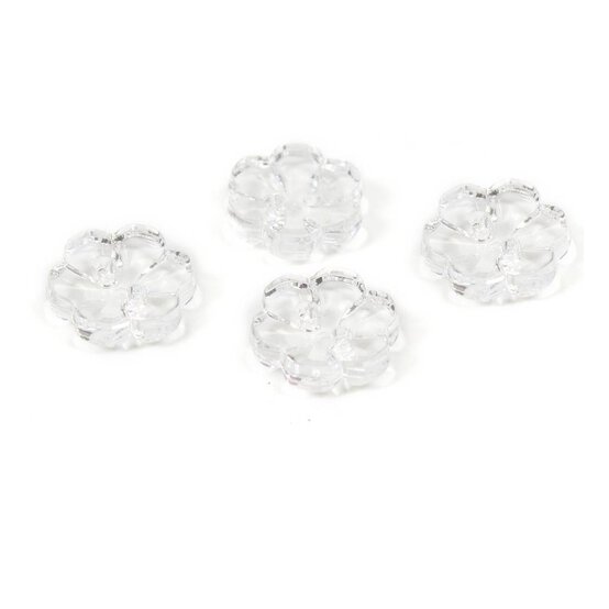 Hemline Clear Novelty Flower Button 4 Pack image number 1