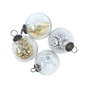 Silver and Gold Filled Glass Baubles 10cm  4 Pack