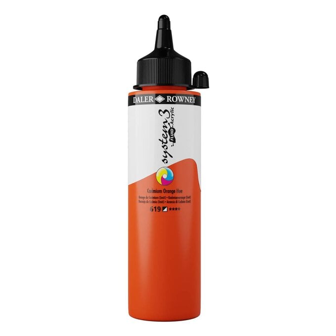 Daler-Rowney System3 Cadmium Orange Hue Fluid Acrylic 250ml (619) image number 1