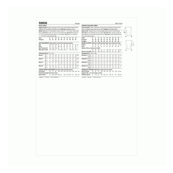 Simplicity Women’s Blouse Sewing Pattern S9606 (16-24) image number 2