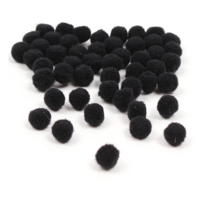 Black Pom Poms 7mm 50 Pack Hobbycraft