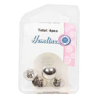 Hemline Silver Metal Dome Button 4 Pack image number 2