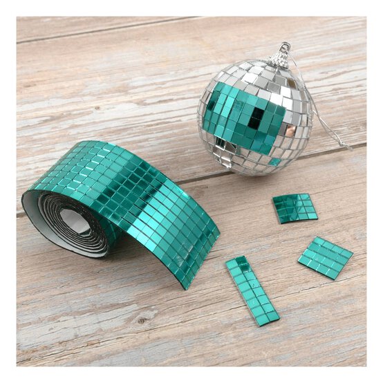 Teal Mosaic Mirror Roll 1m  image number 2