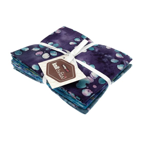 Blue and Purple Batik Cotton Fat Quarters 4 Pack image number 7