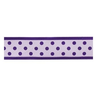 Purple Polka Dot Satin Ribbon 25mm x 2.5m image number 2