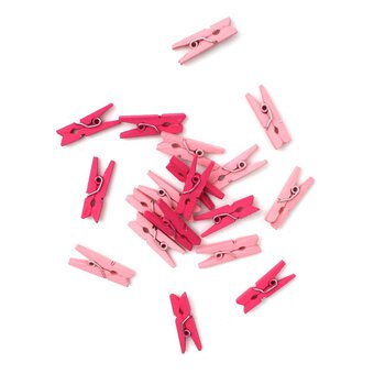 Pink Wooden Pegs 30 Pack