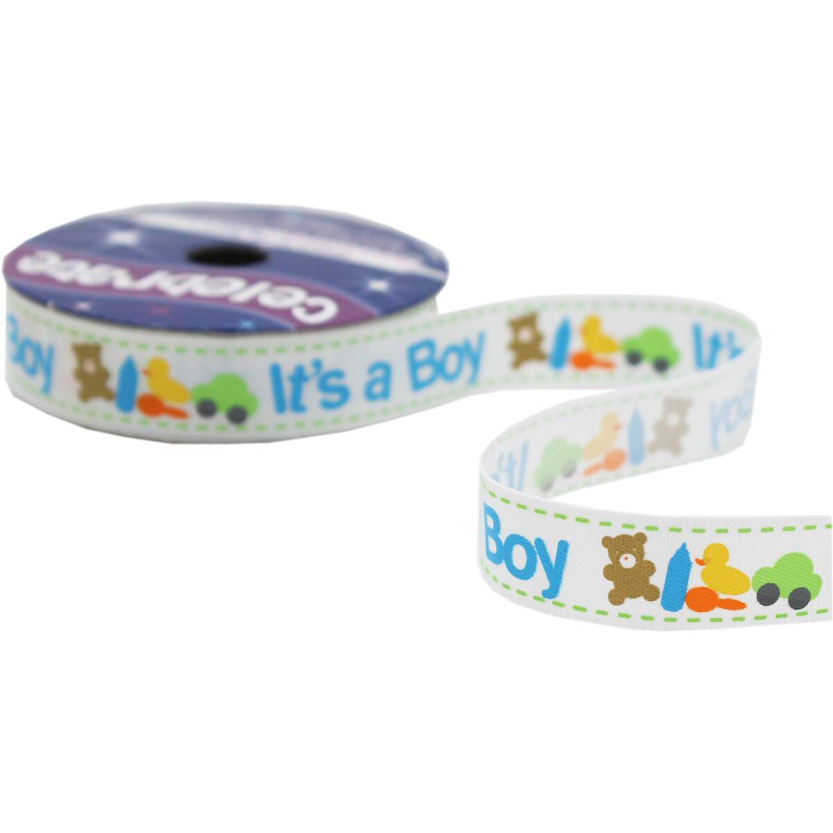 It's a Boy Satin Ribbon 12mm x 3.5m | Hobbycraft