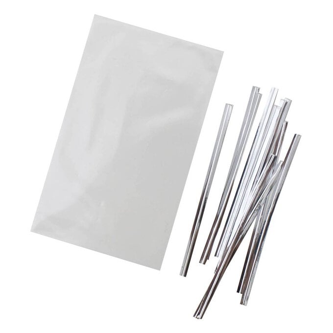 Clear Treat Bags with Ties 7.6 x 12.7cm 100 Pack image number 1